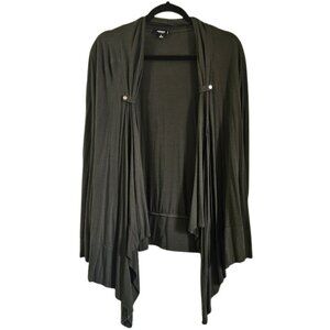 Premise Studio Dark Olive Green Cardigan Plus Size 1X Jersey Fabric